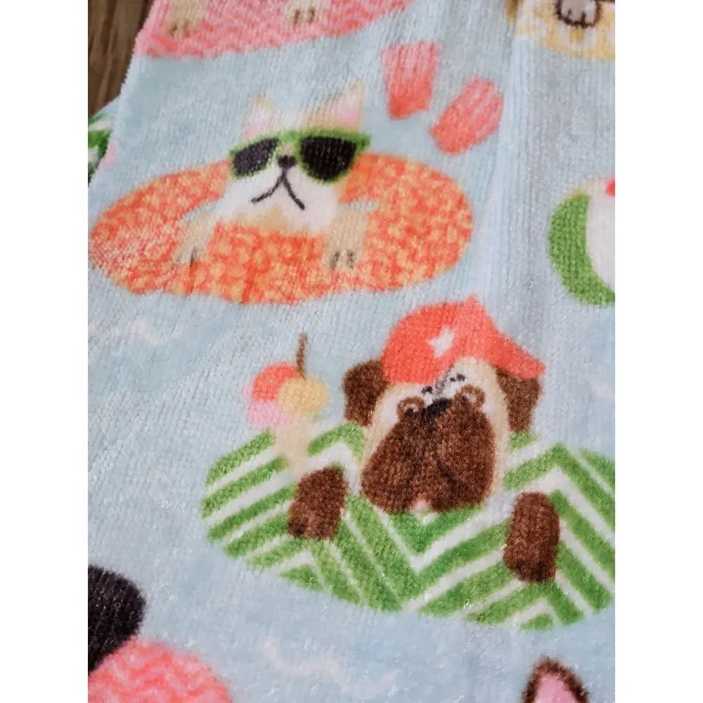 Cynthia Rowley Summer Kitchen Towels Dogs Floating in Pool Super Cute Set of 3